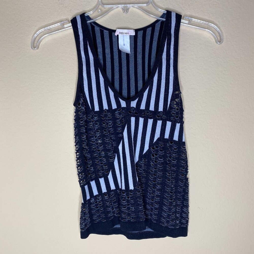 sugarlips striped sleeveless tank top w/ cutouts